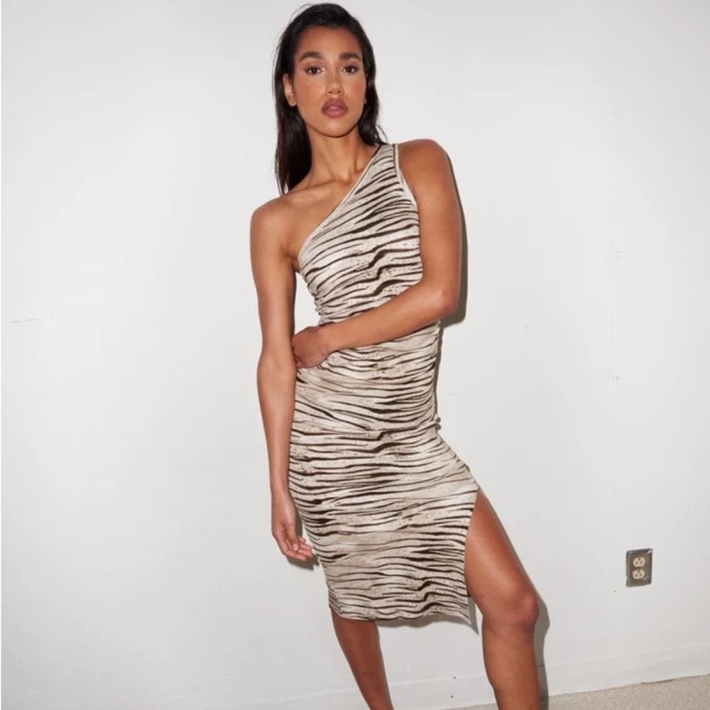 LNA Ribbed Zebra Print Tank Dress
